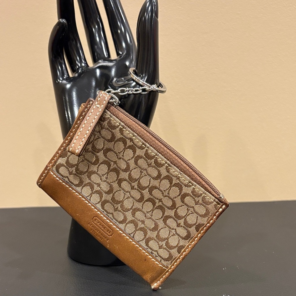 Coach Vintage Signature Canvas Keychain Card Case✨✨✨